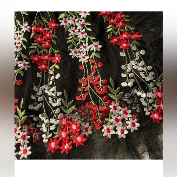 Moon Collection Women's Pleated Midi Skirt Black Floral Embroidered S - Picture 6 of 15